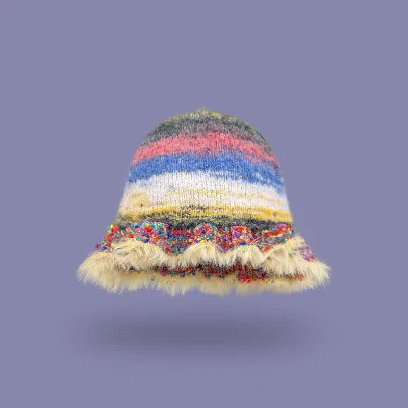 Rainbow Striped Oil Painting Knitted Wool Hats