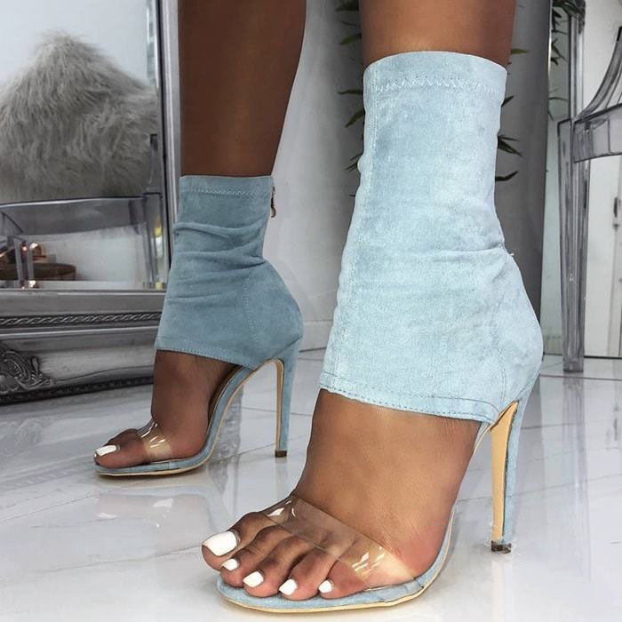 Back Zipper Stiletto Heel Sandals