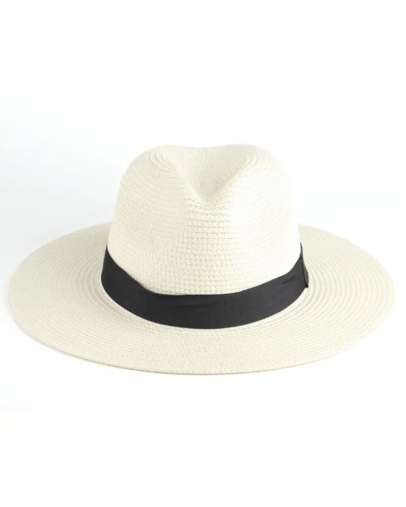 Contrast Tape Straw Hat