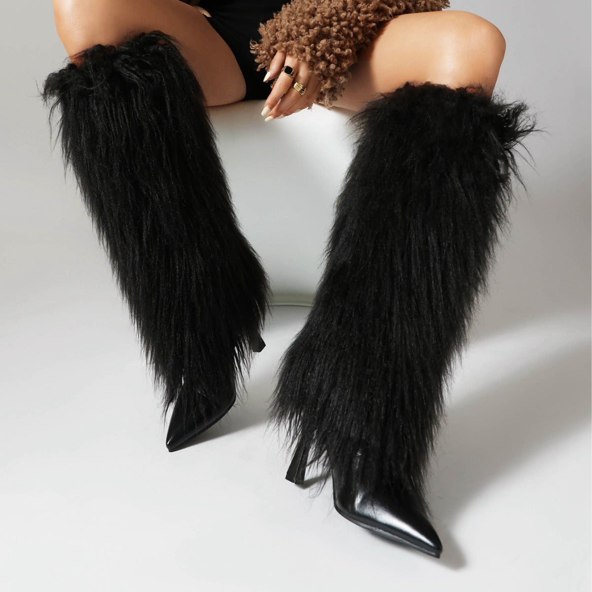 Fur Stiletto High Heel Boots
