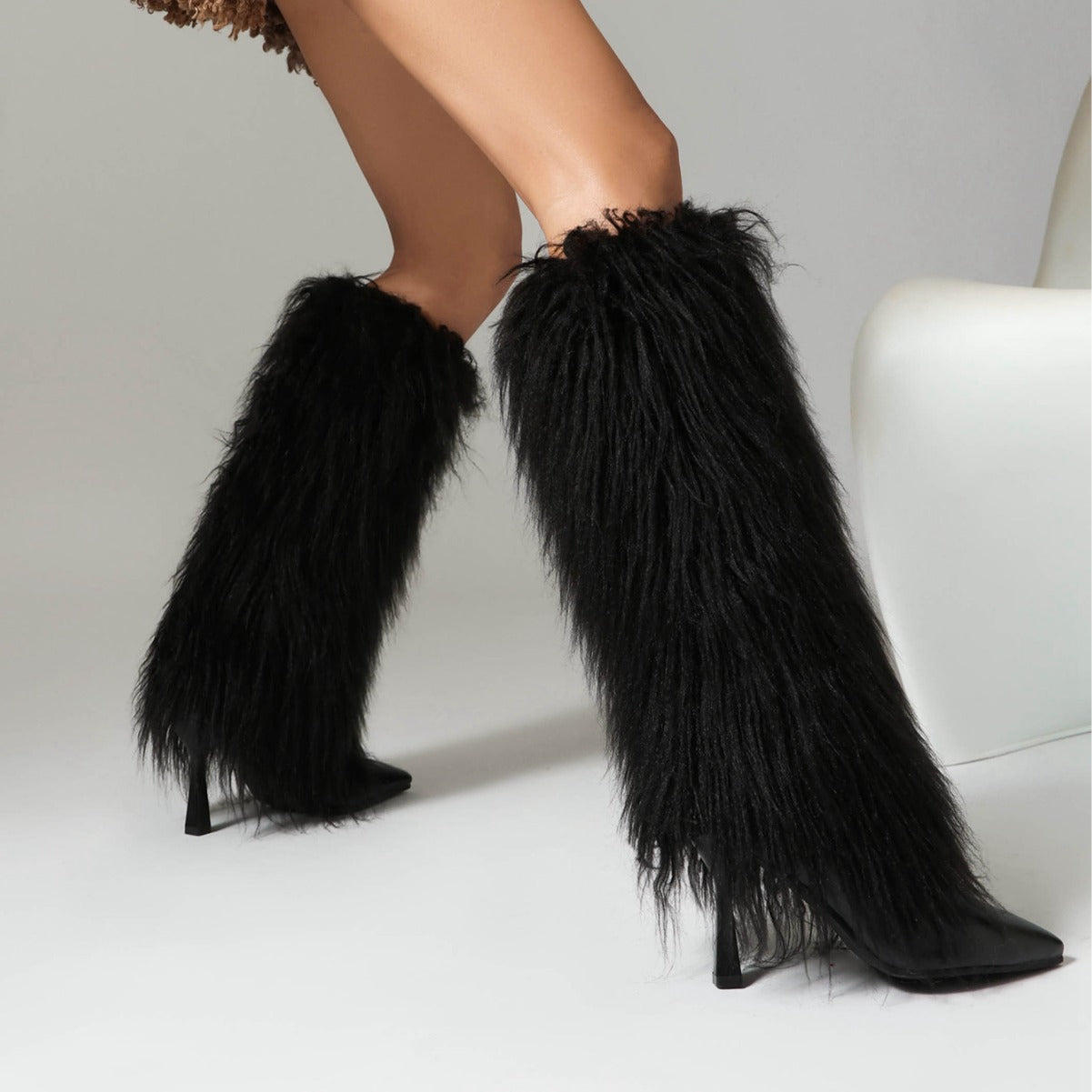 Fur Stiletto High Heel Boots