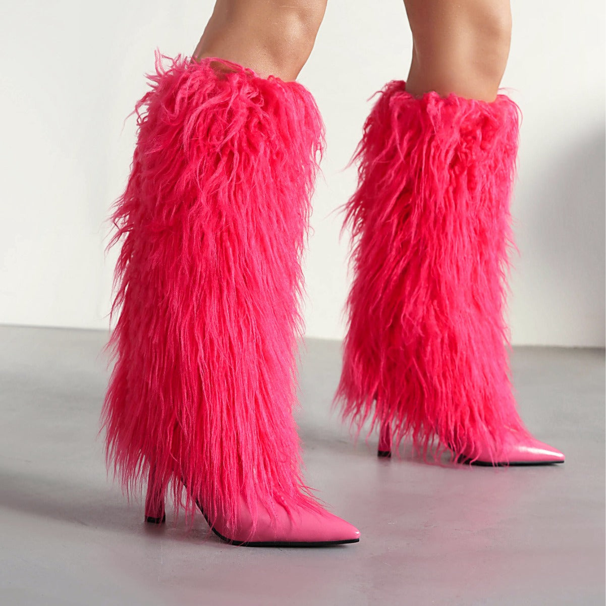 Fur Stiletto High Heel Boots