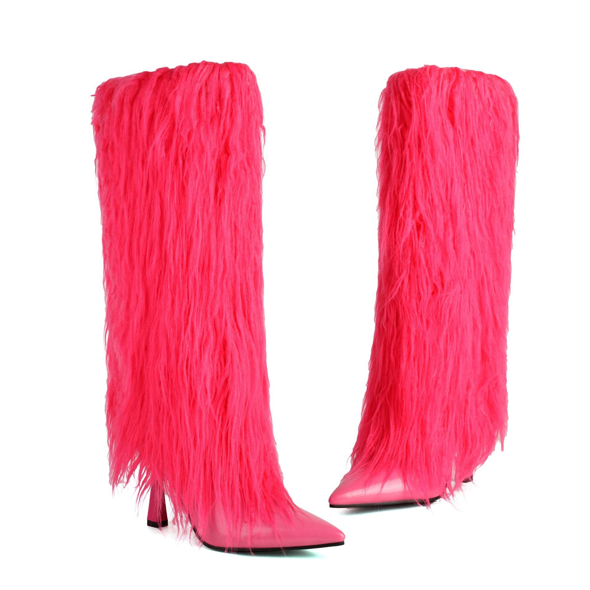 Fur Stiletto High Heel Boots