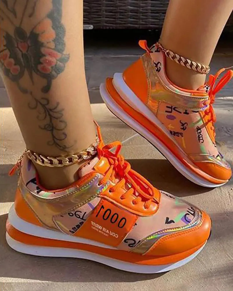 Graphic Pattern Letter Sneakers