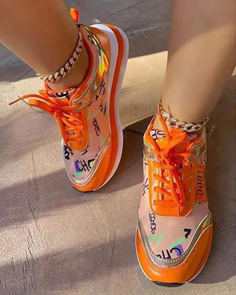 Graphic Pattern Letter Sneakers