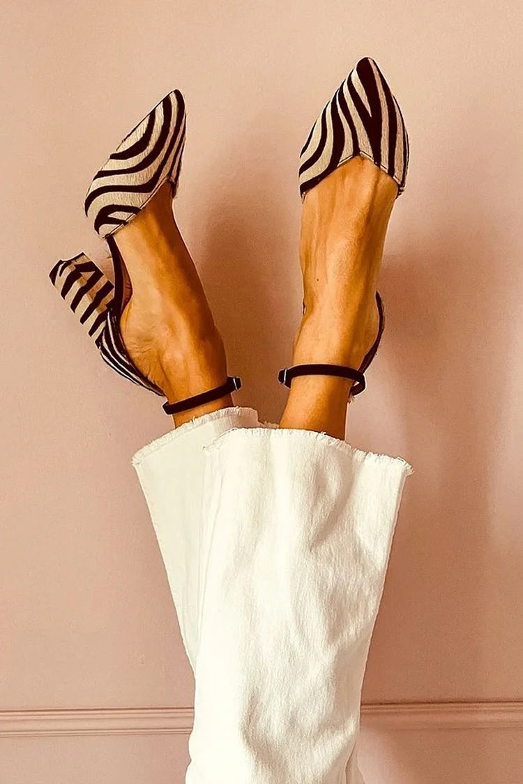 High Pointed Zebra Hollow Heels