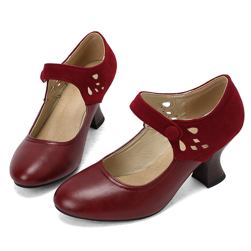 Buckle Round Head Chunky Heels
