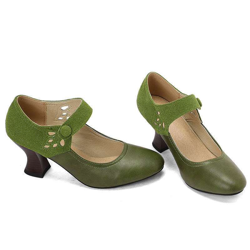 Buckle Round Head Chunky Heels