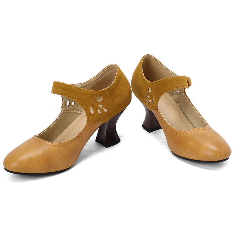 Buckle Round Head Chunky Heels