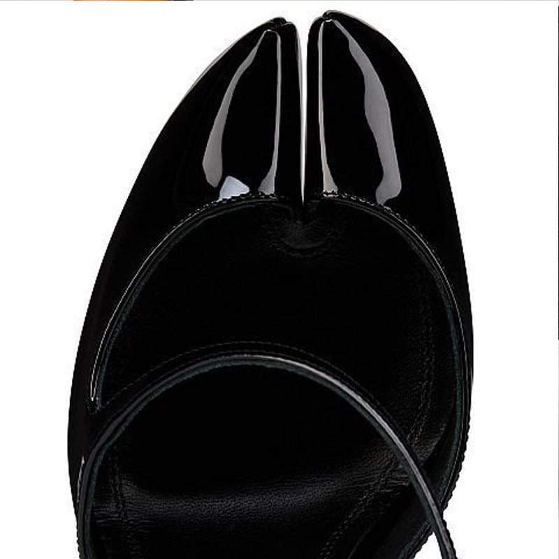 Low-Cut Toe Cap Cross Strap Hollow Heels