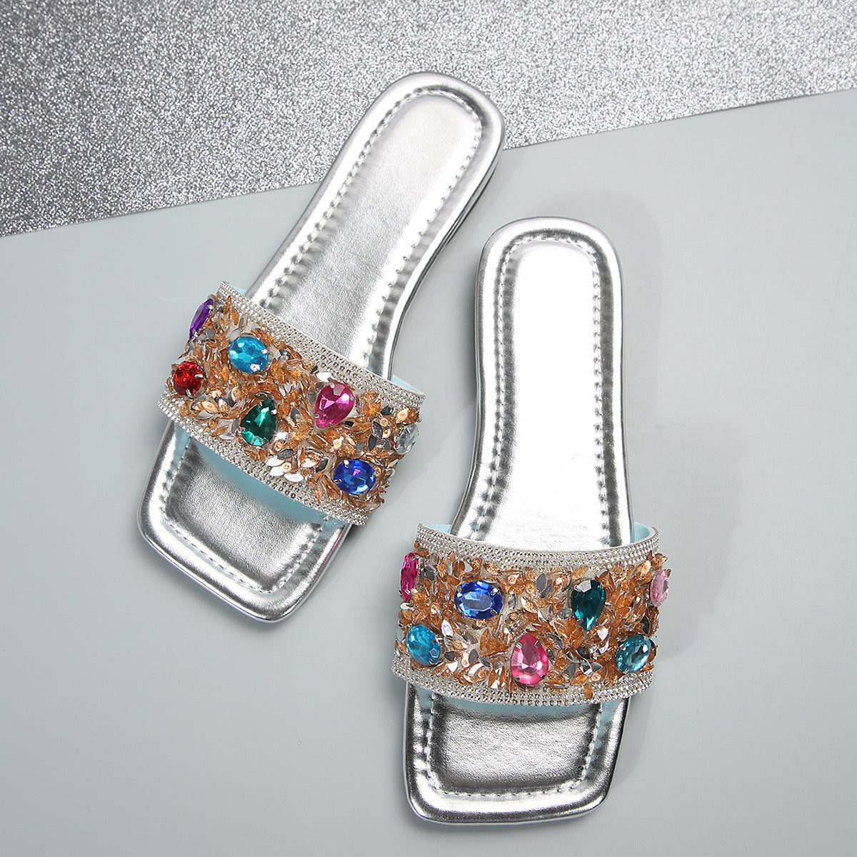 Colorful Rhinestone Slippers