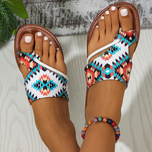 Printed Toe Covering Sandals