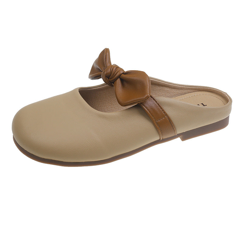French Style Bow Semi Slippers