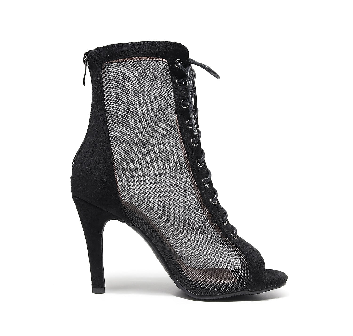 Mesh Lace Up Hollow Out Ankle Boots