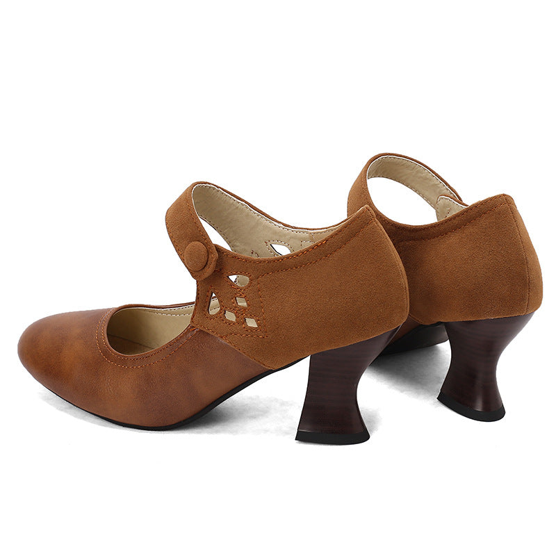 Buckle Round Head Chunky Heels