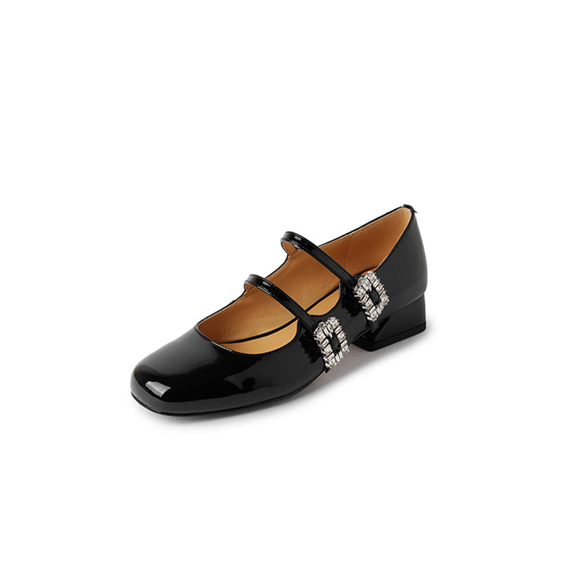 Round Head Chunky Low-cut Heel Pumps