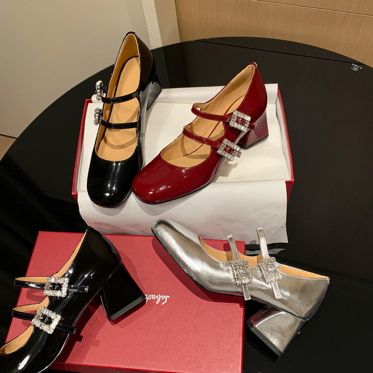 Round Head Chunky Low-cut Heel Pumps