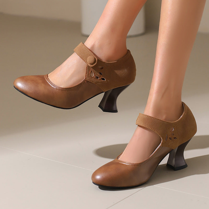 Buckle Round Head Chunky Heels