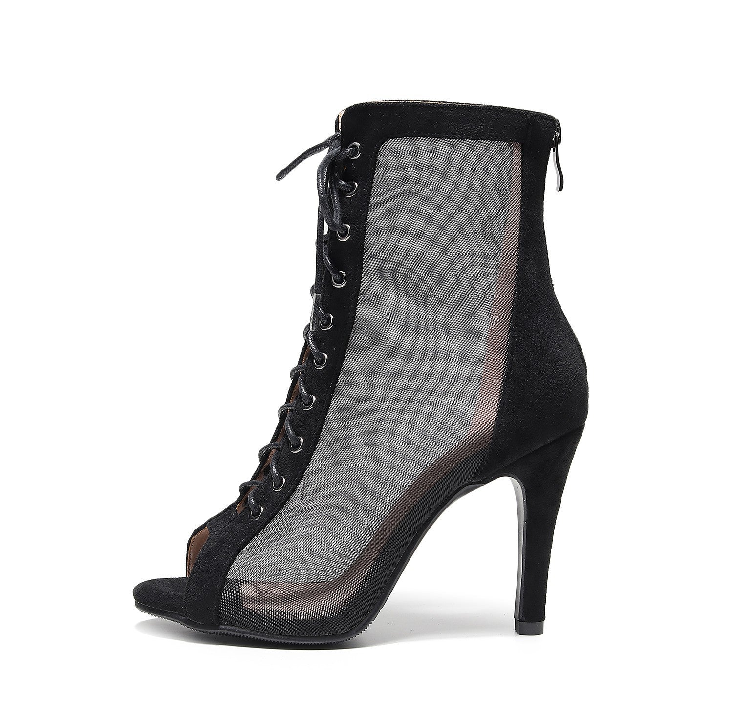 Mesh Lace Up Hollow Out Ankle Boots