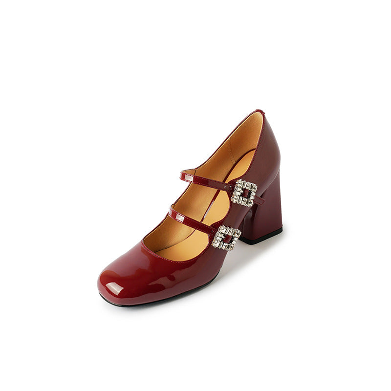 Round Head Chunky Low-cut Heel Pumps