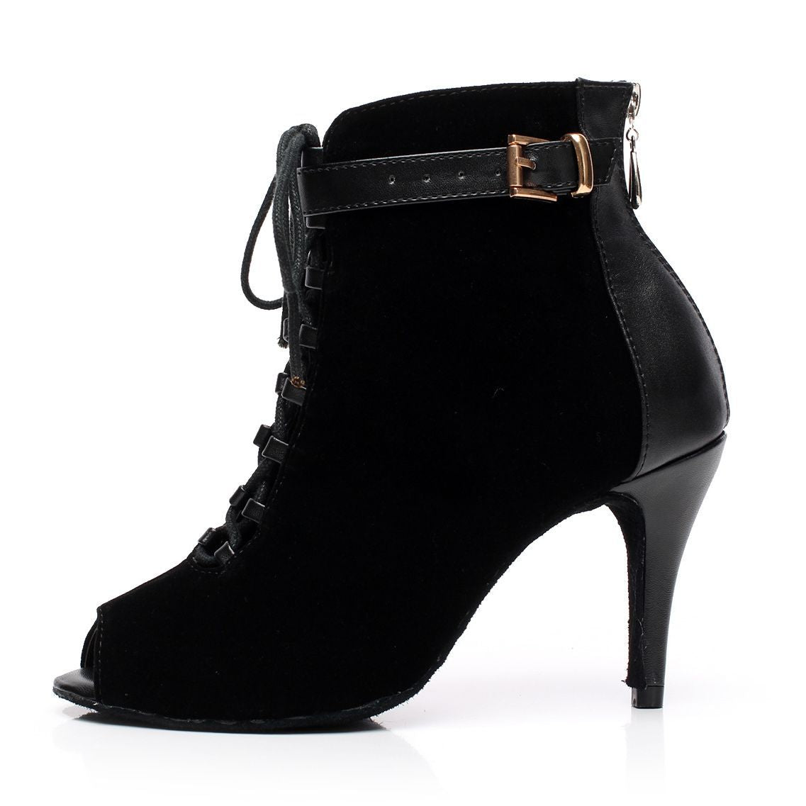 Lace Up Peep Toe Mid Heels