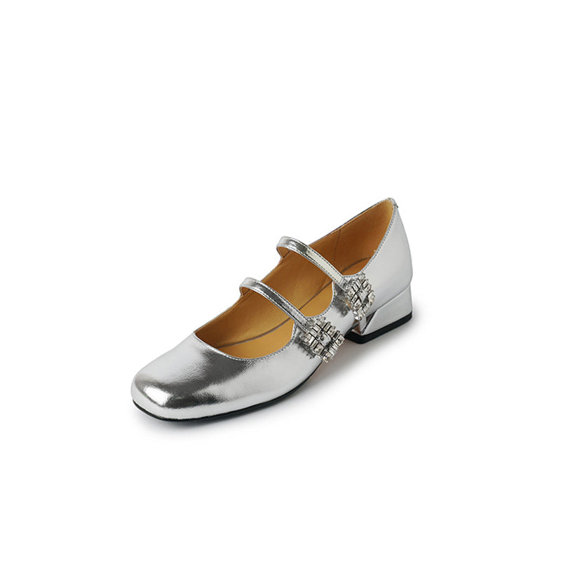 Round Head Chunky Low-cut Heel Pumps