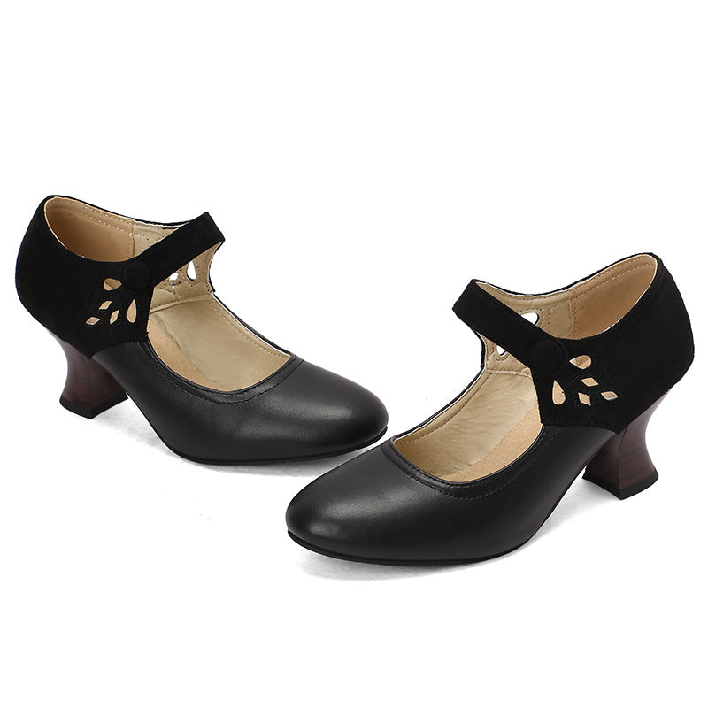 Buckle Round Head Chunky Heels