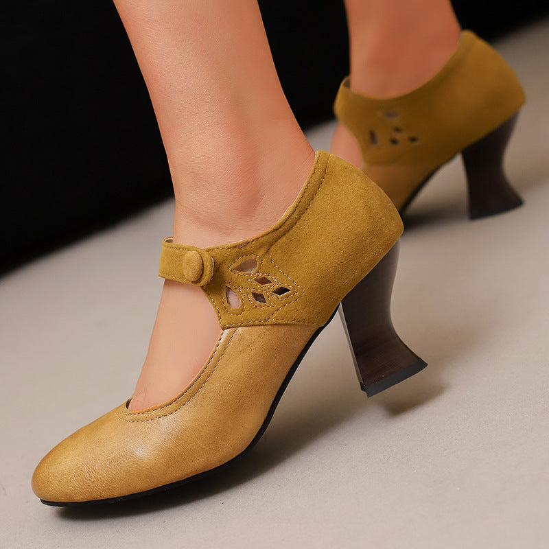 Buckle Round Head Chunky Heels