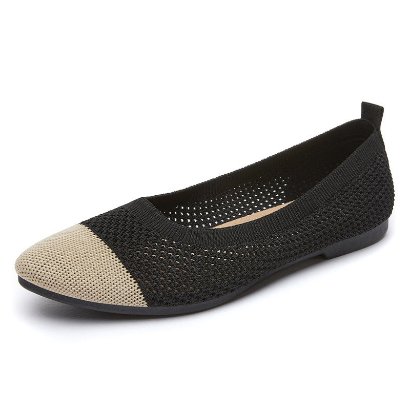 Solid Color Pointed Toe Bottom Flats
