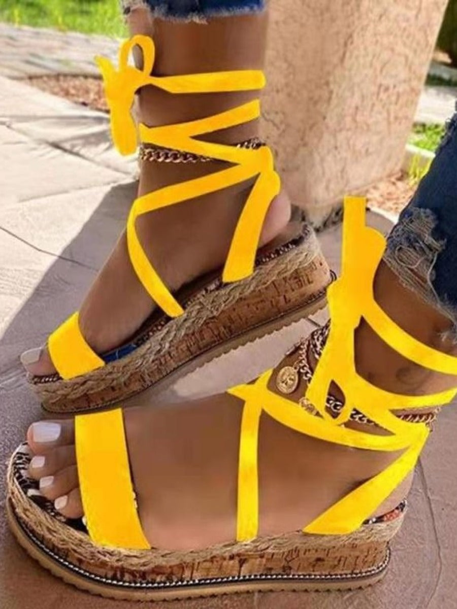 Platform Round Toe Strappy Yellow