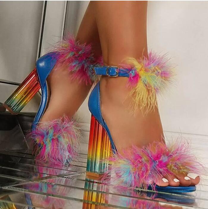 Rainbow Crystal Block High Heels