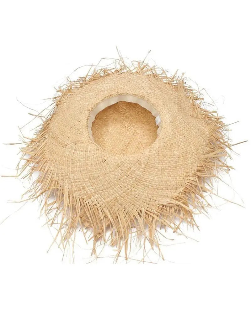 Raw Hem Wide Brim Straw Hat