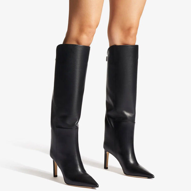 Simple Style Catwalk Pointed-Toe Stiletto Straight Boots