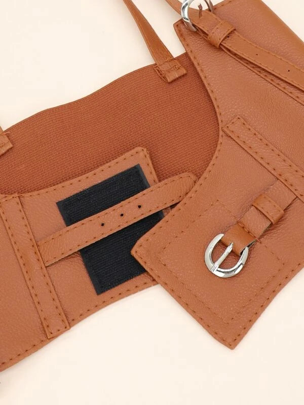 Leather Solid Buckle Harness Belt