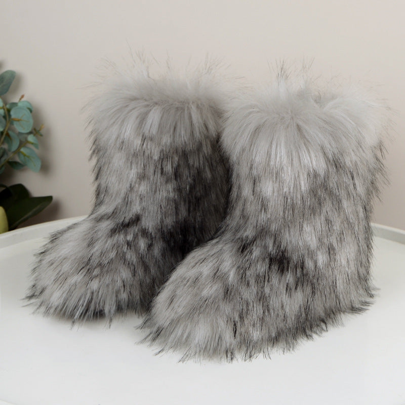 Wild Warm Mid-Calf Fur Boots