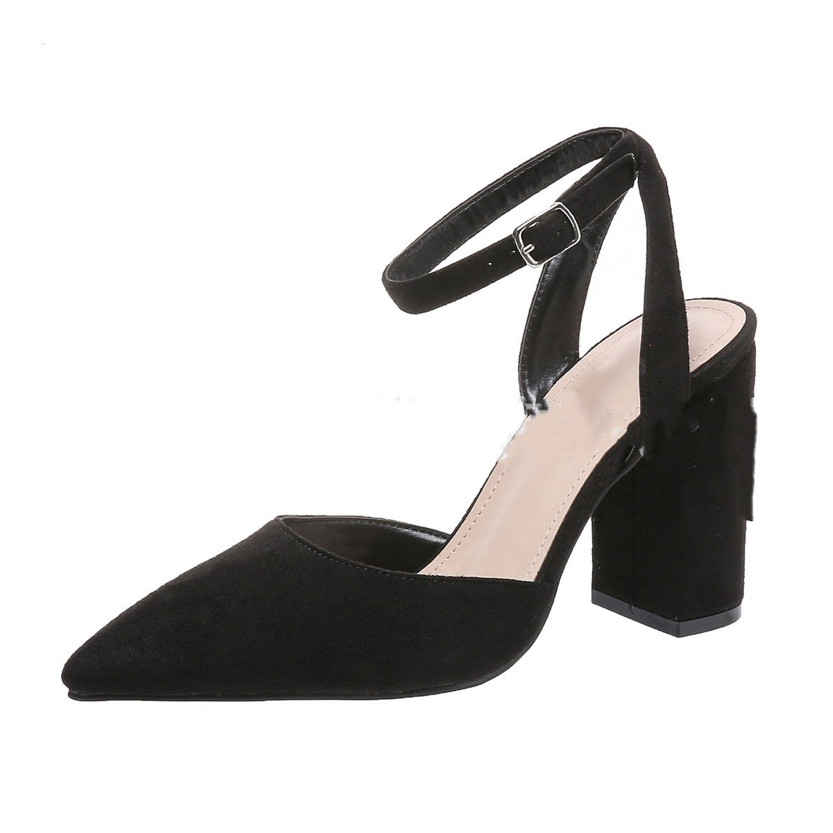 Hollow Pointed Chunky High Heels