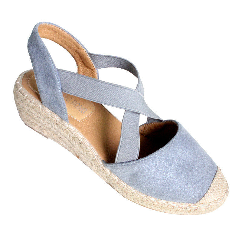 Cross Strap Wedge Sandals