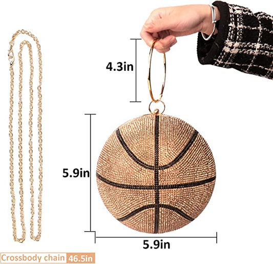 Rhinestone Basketball Clutch Purse
