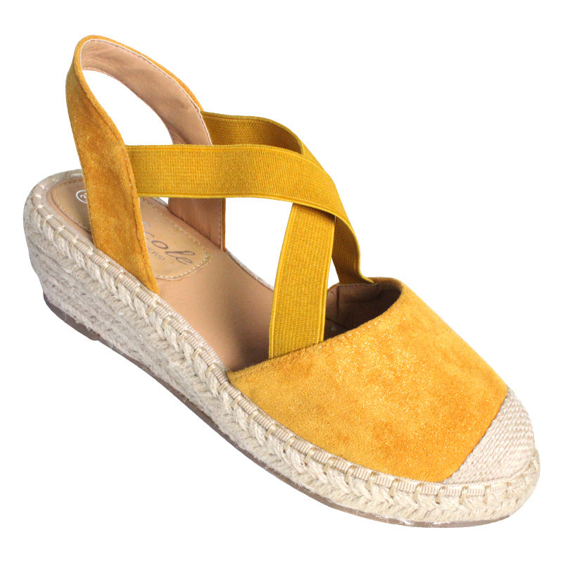 Cross Strap Wedge Sandals