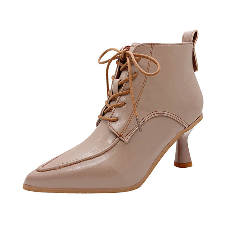 French Retro Pointed Ankle Boots