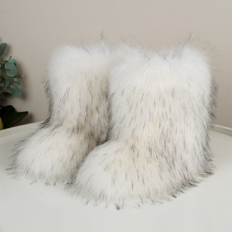 Wild Warm Mid-Calf Fur Boots