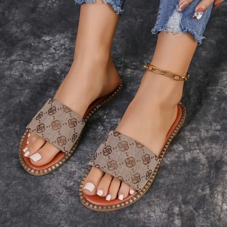 Print Flat Non-slip Slide Slippers