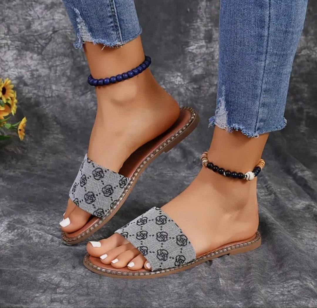 Print Flat Non-slip Slide Slippers