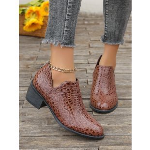 Texture Pattern Zip Ankle Boots
