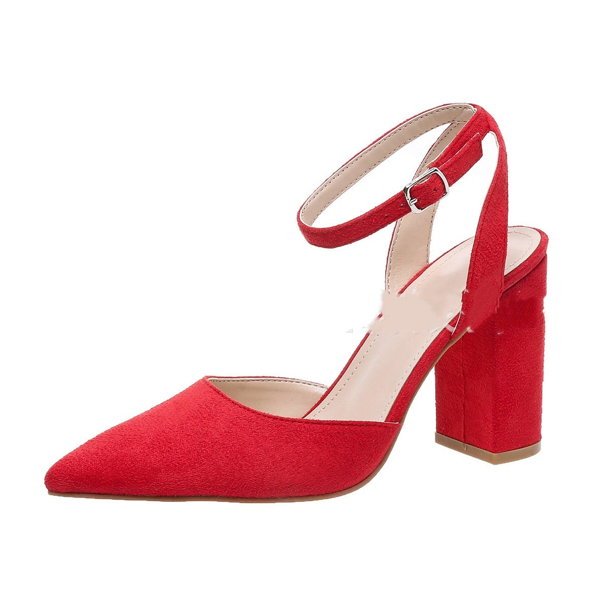 Hollow Pointed Chunky High Heels