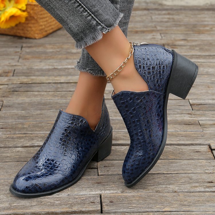 Texture Pattern Zip Ankle Boots