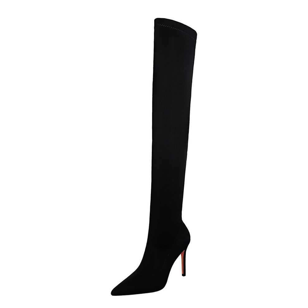 High Heel Elastic Stiletto Pointed-Toe Over-The-Knee Boots