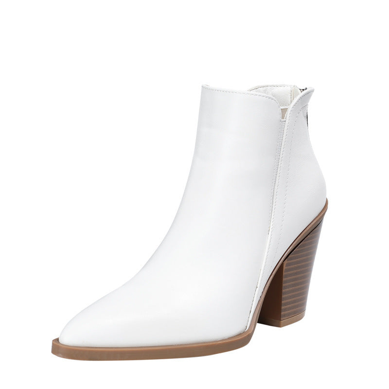 Thick Heel Martin Back Zipper Boots