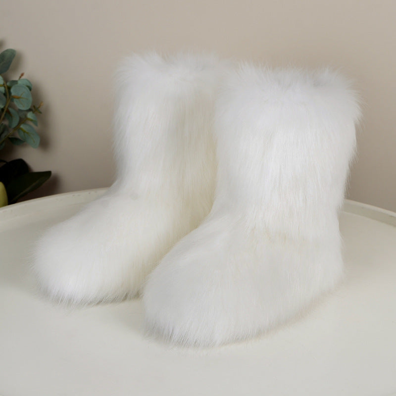 Wild Warm Mid-Calf Fur Boots