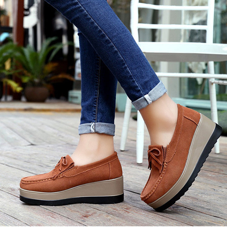 Tassel Bow Thick Bottom Wedge Shoes